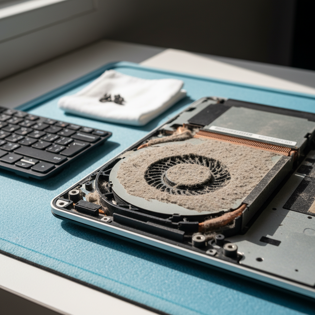 Dust-clogged laptop fan cleaning service in Nightcliff — Darwin NT 0810