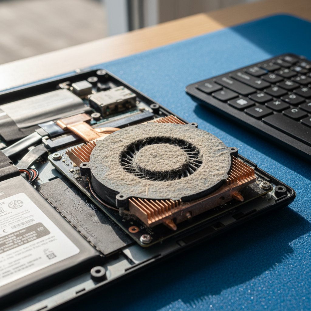 Dust-clogged laptop fan cleaning service in North Adelaide — SA 5006