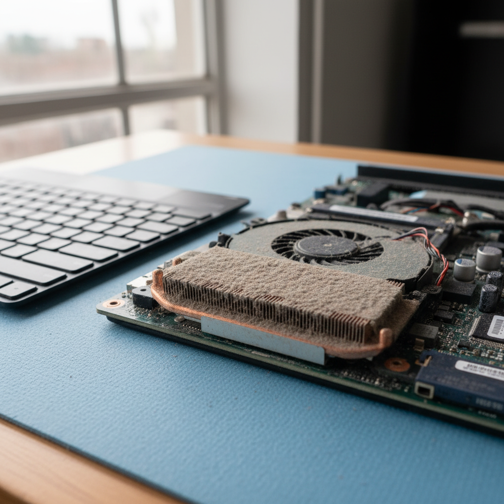 Dust-clogged laptop fan cleaning service in North Brighton — Adelaide SA 5048
