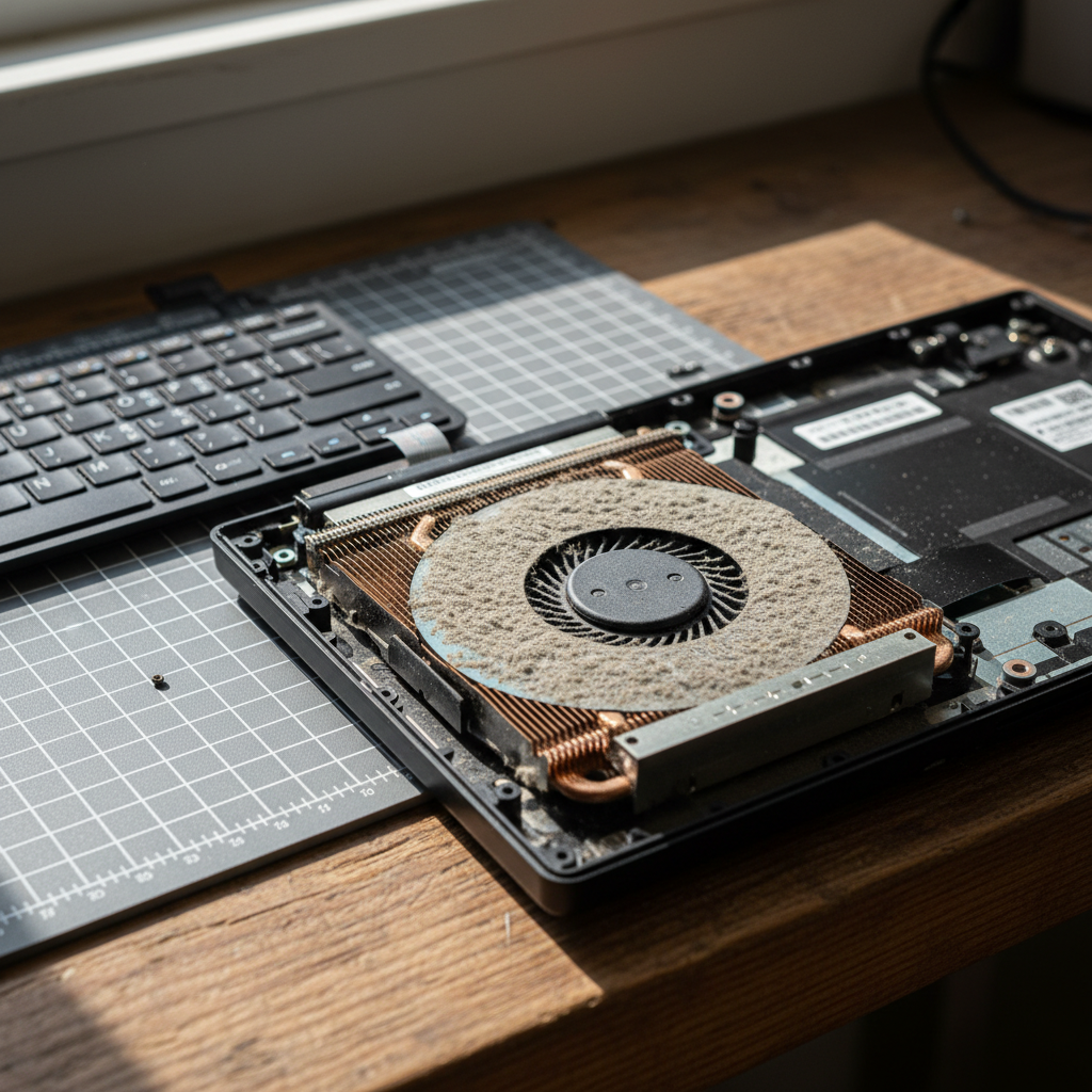 Dust-clogged laptop fan cleaning service in North Rothbury — Newcastle NSW 2335