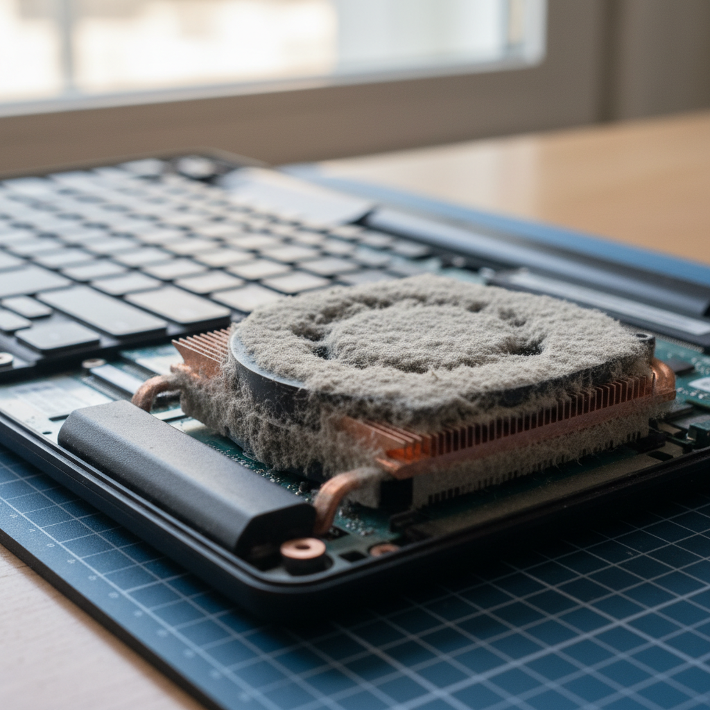 Dust-clogged laptop fan cleaning service in Olney — Newcastle NSW 2325