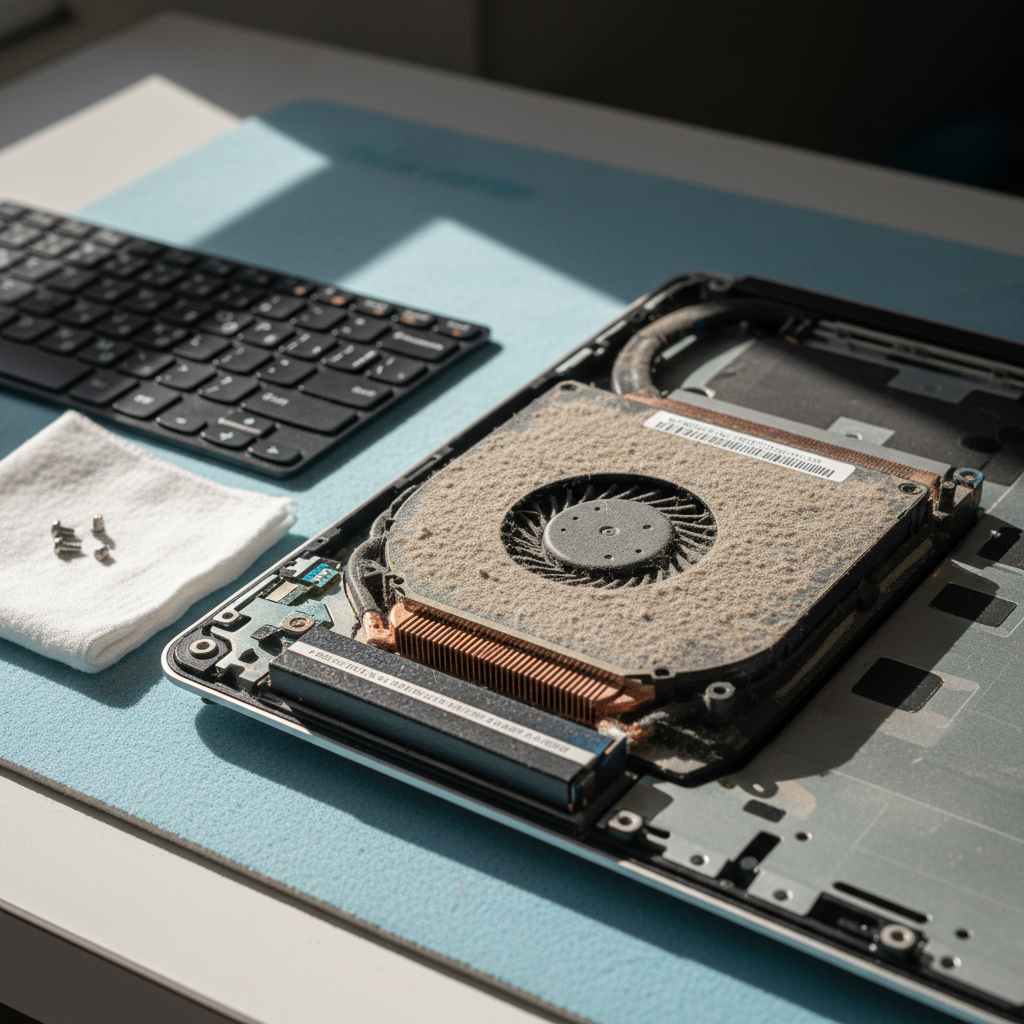 Dust-clogged laptop fan cleaning service in Outer Harbor — Adelaide SA 5018