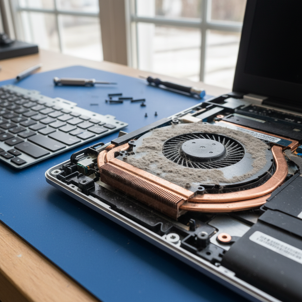 Dust-clogged laptop fan cleaning service in Pages Flat — Adelaide SA 5172