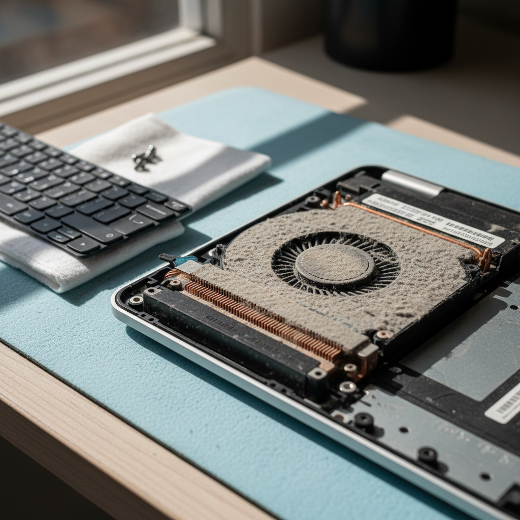 Dust-clogged laptop fan cleaning service in Parafield Airport — Adelaide SA 5106