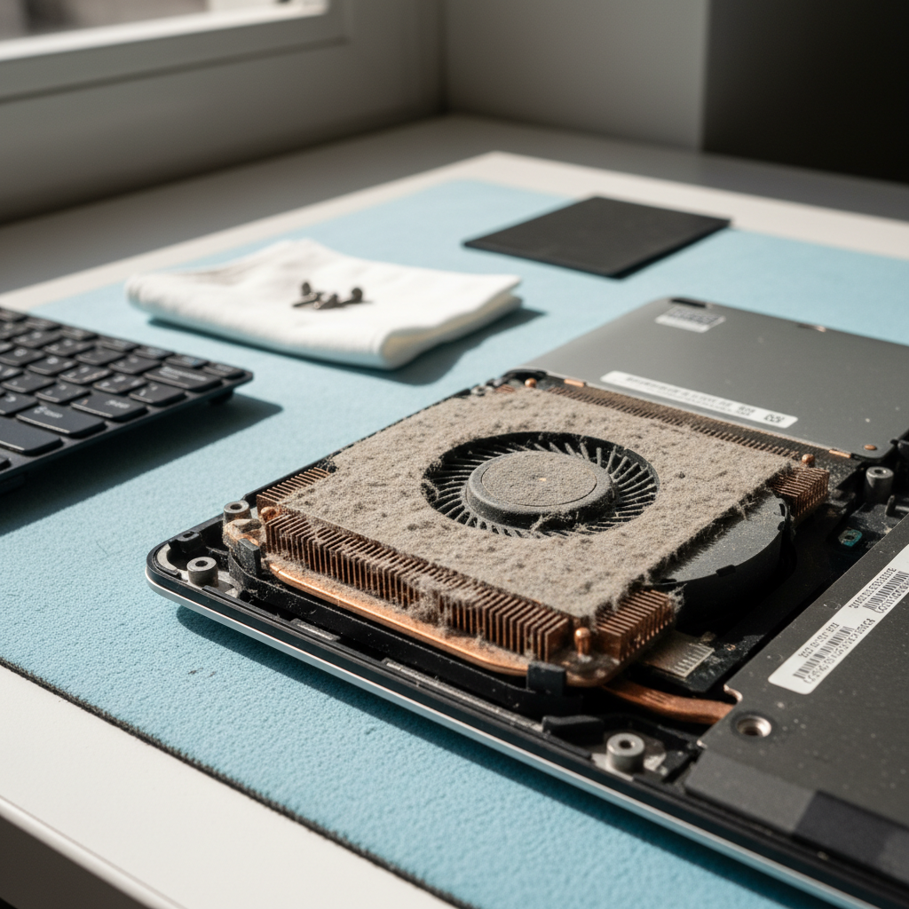 Dust-clogged laptop fan cleaning service in Parafield Gardens — Adelaide SA 5107