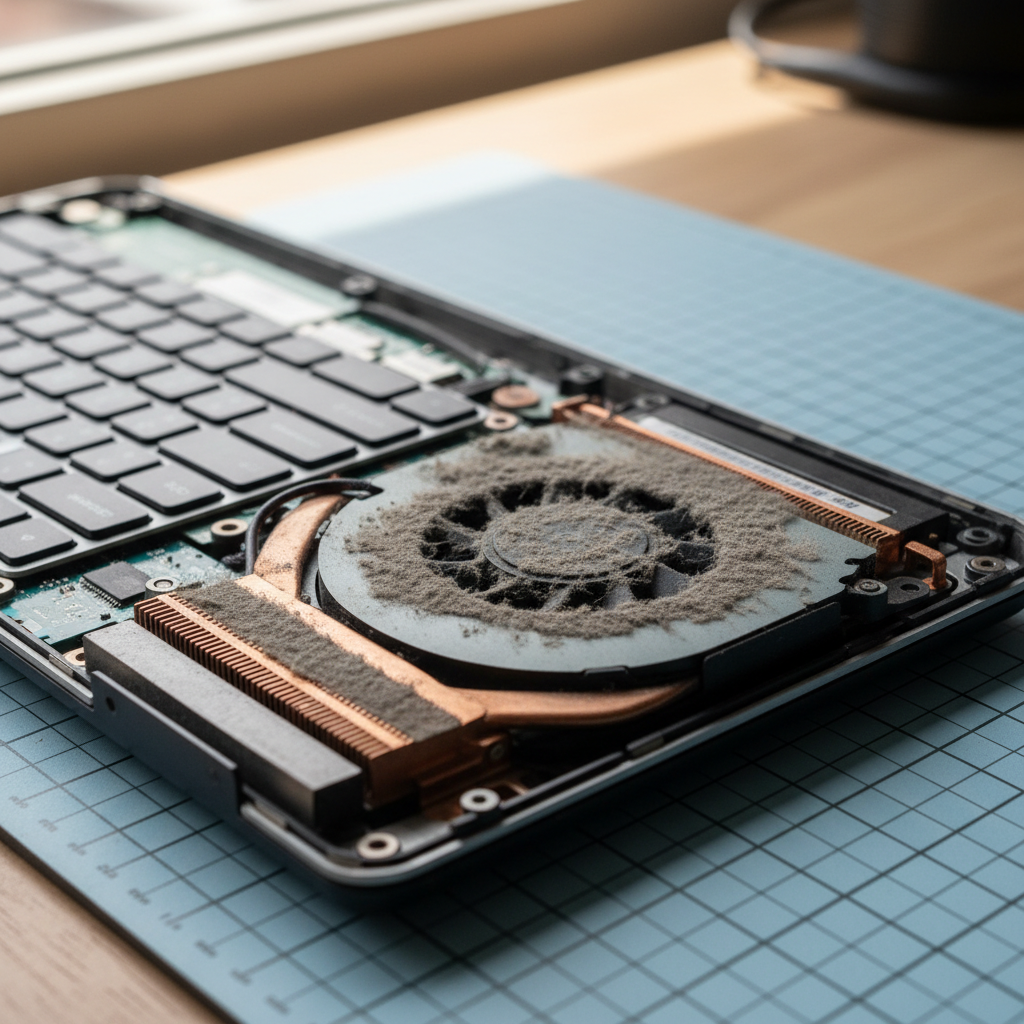 Dust-clogged laptop fan cleaning service in Parliament House — Adelaide SA 5000