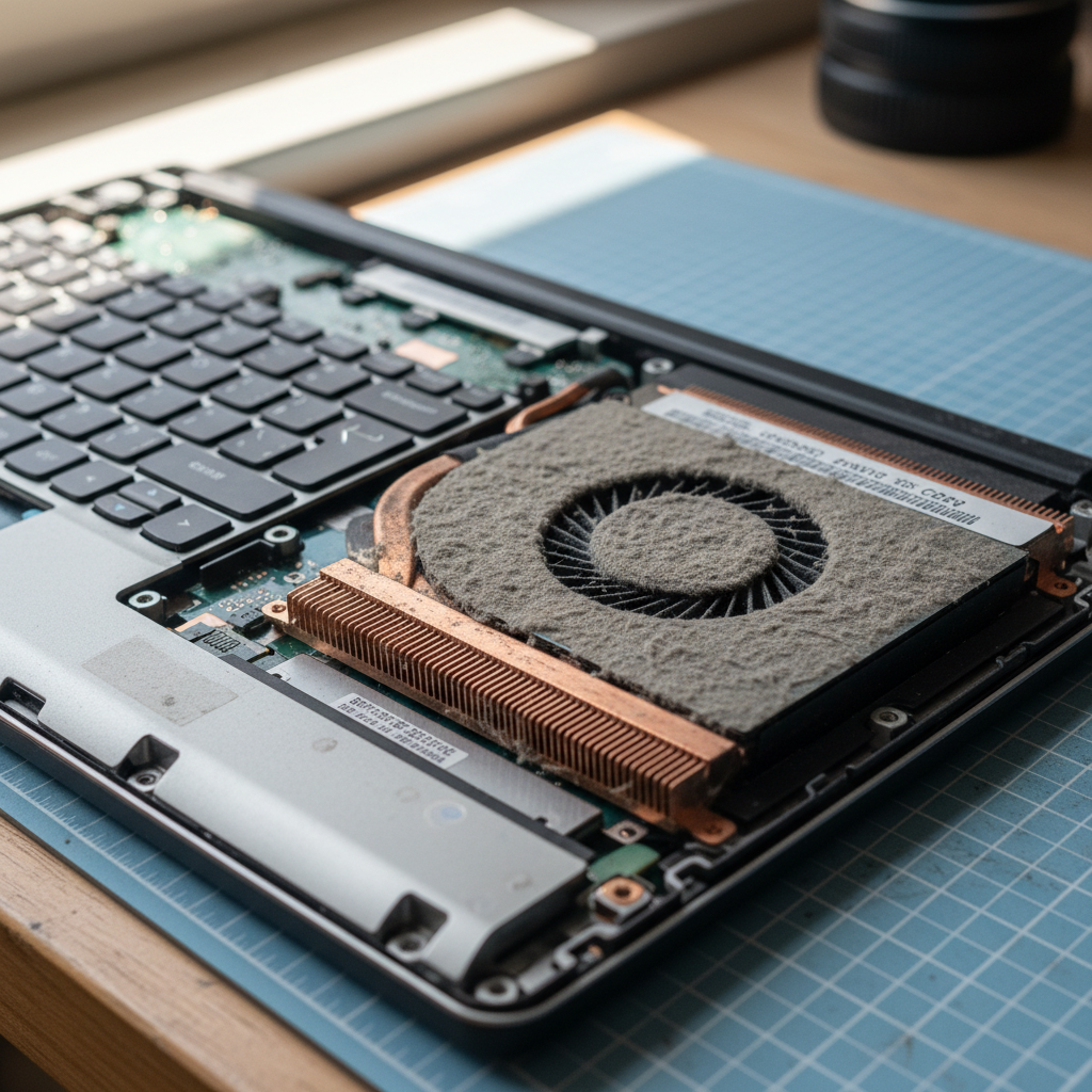 Dust-clogged laptop fan cleaning service in Pasadena — Adelaide SA 5042