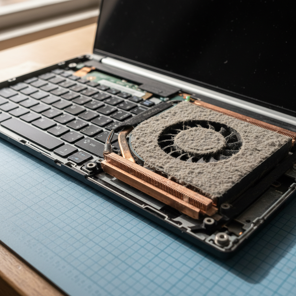 Dust-clogged laptop fan cleaning service in Pelican — Newcastle NSW 2281