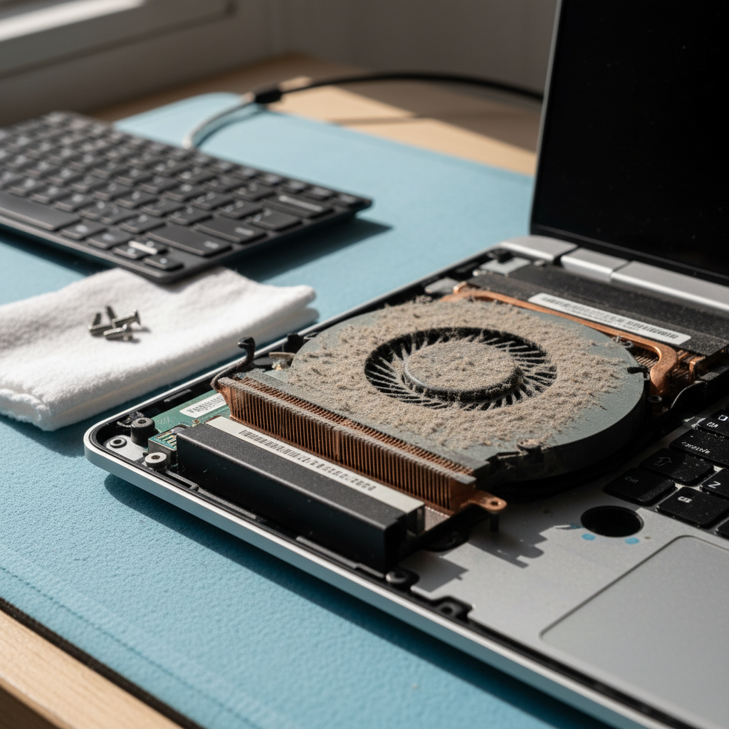 Dust-clogged laptop fan cleaning service in Penfield — Adelaide SA 5121