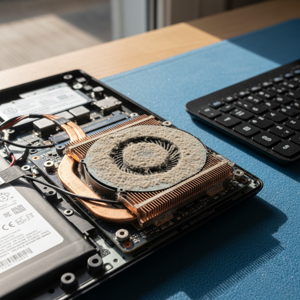 Dust-clogged laptop fan cleaning service in Penfield Gardens — Adelaide SA 5121