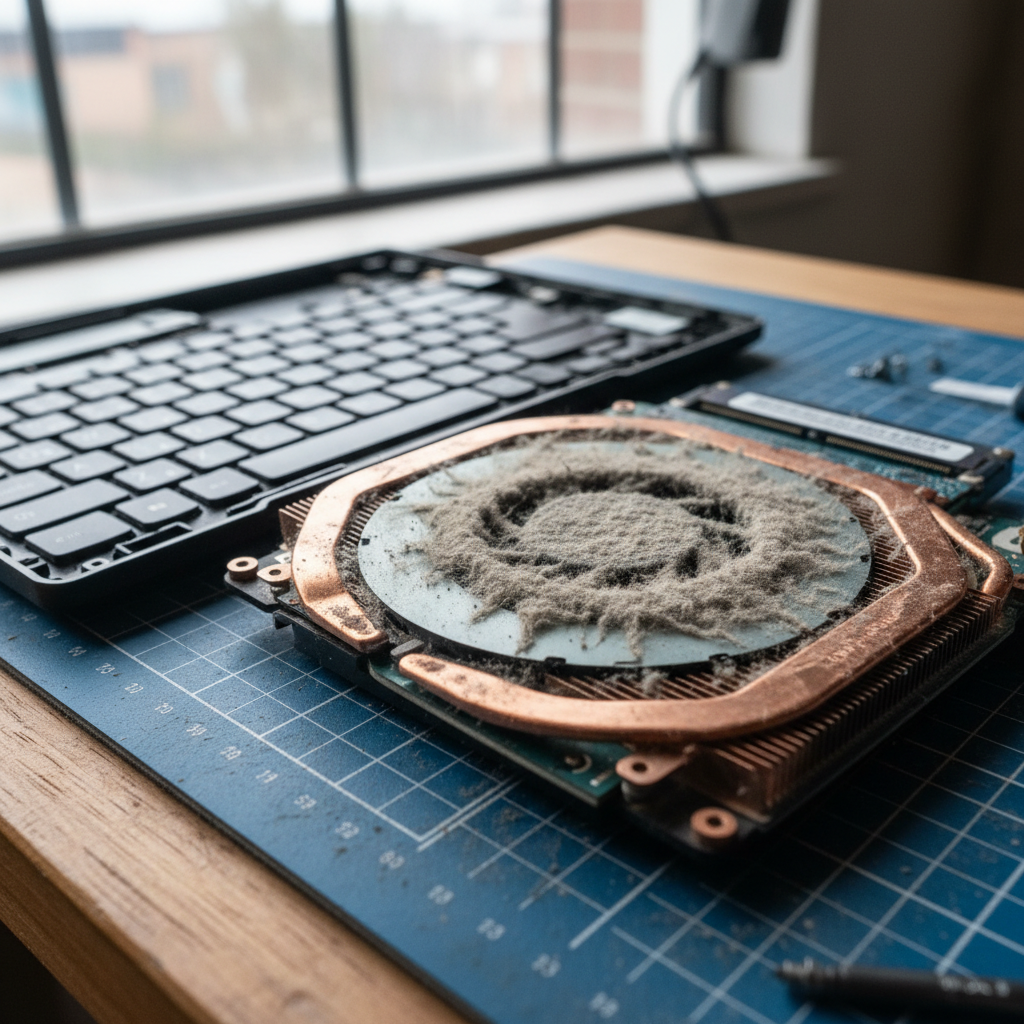 Dust-clogged laptop fan cleaning service in Prospect East — Adelaide SA 5082