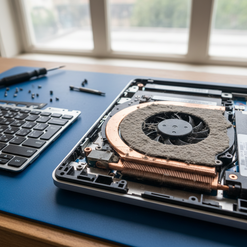 Dust-clogged laptop fan cleaning service in Queenstown — Adelaide SA 5014