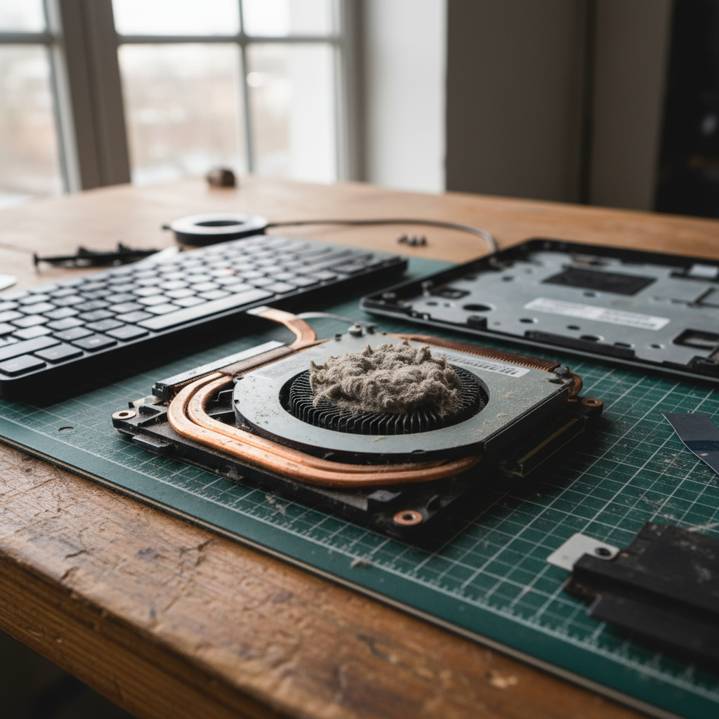 Dust-clogged laptop fan cleaning service in Raymond Terrace East — Newcastle NSW 2324