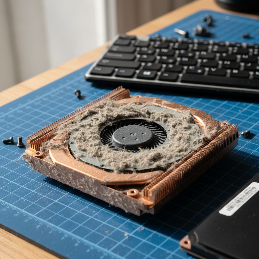 Dust-clogged laptop fan cleaning service in Ridgehaven — Adelaide SA 5097