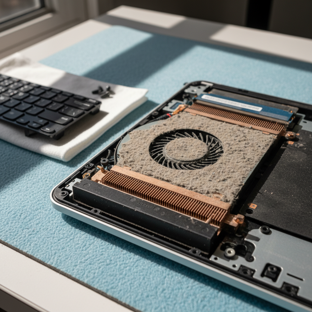 Dust-clogged laptop fan cleaning service in Rosebery — Darwin NT 0832