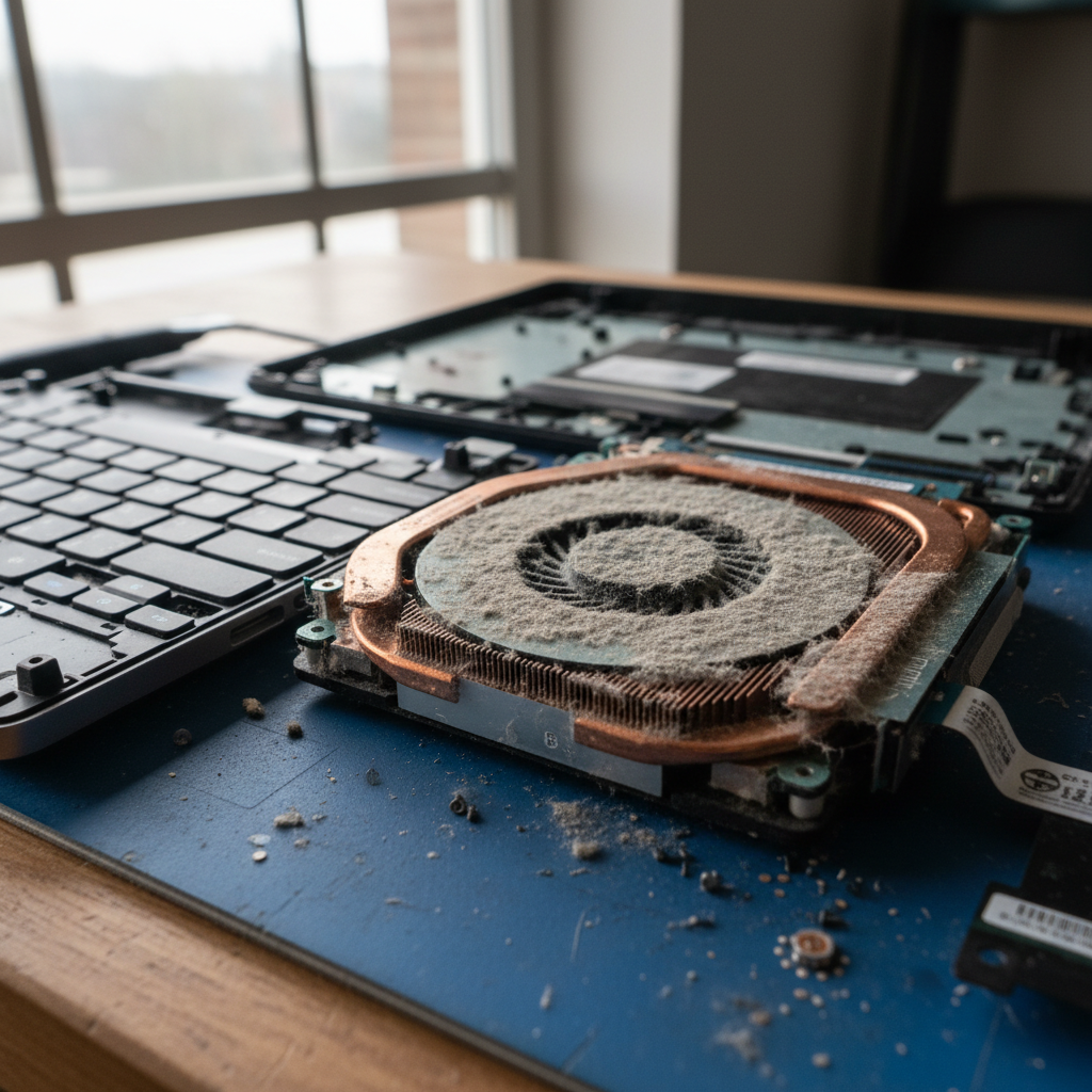 Dust-clogged laptop fan cleaning service in Rosetta — Hobart TAS 7010