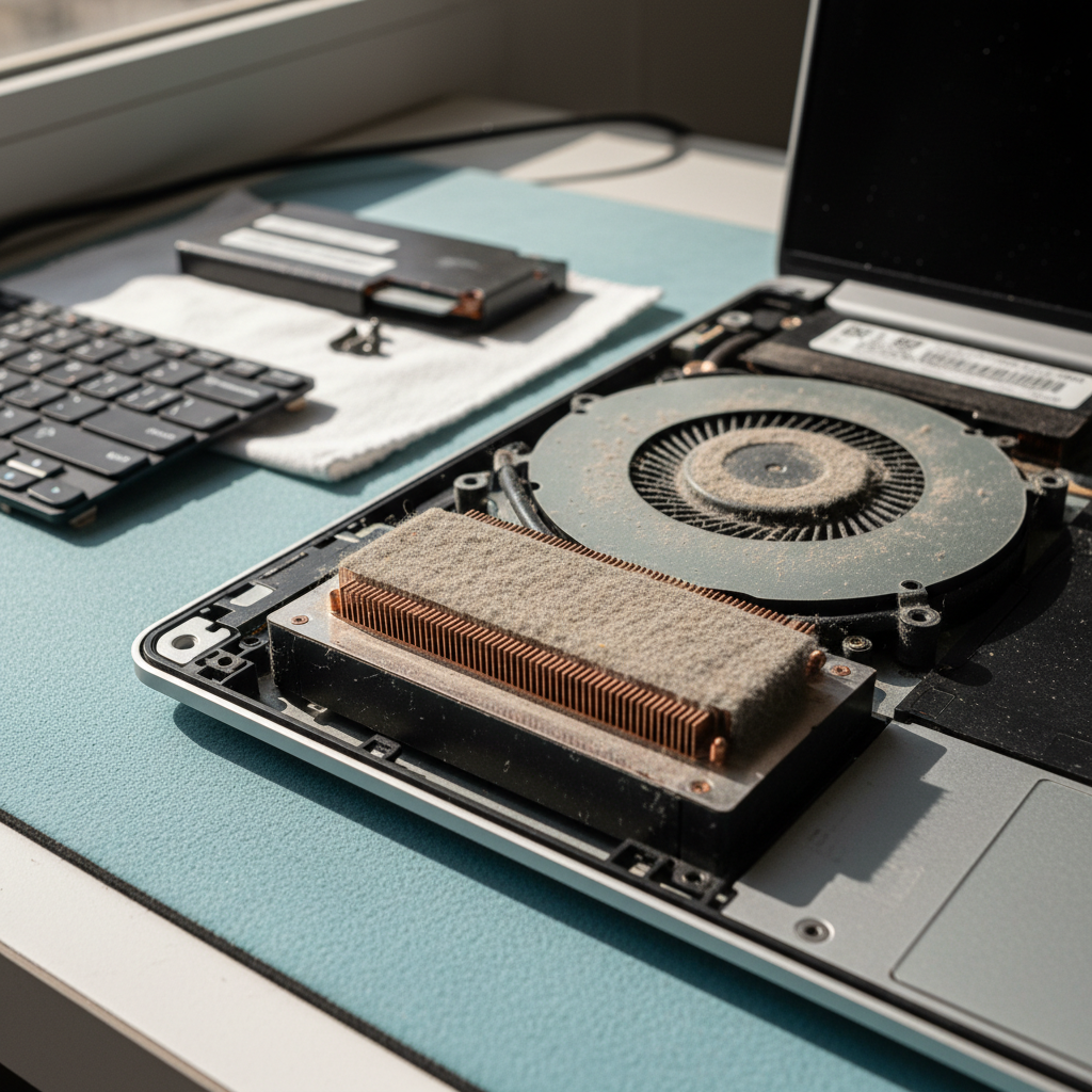 Dust-clogged laptop fan cleaning service in Rosewater East — Adelaide SA 5013