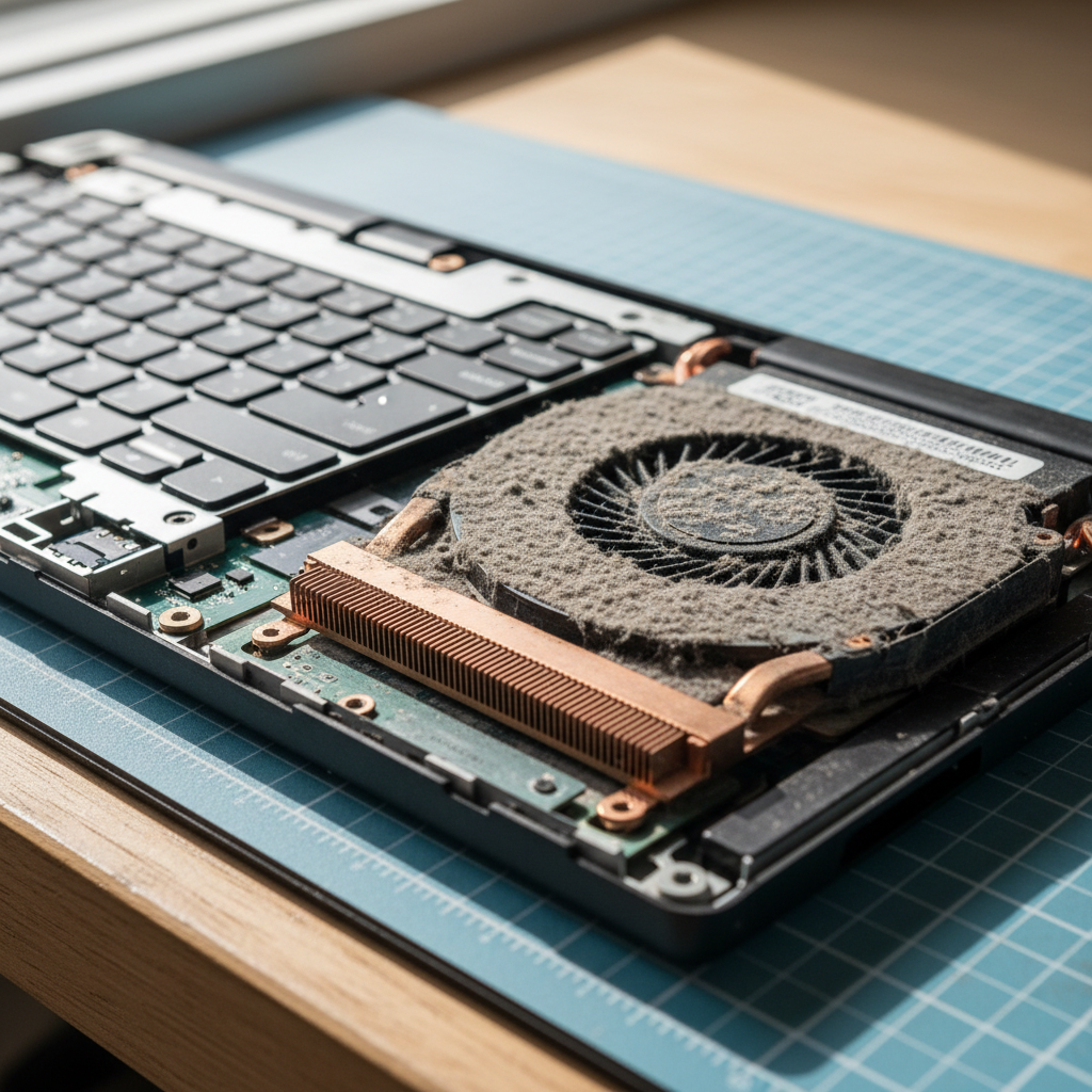 Dust-clogged laptop fan cleaning service in Rutherford — Newcastle NSW 2320