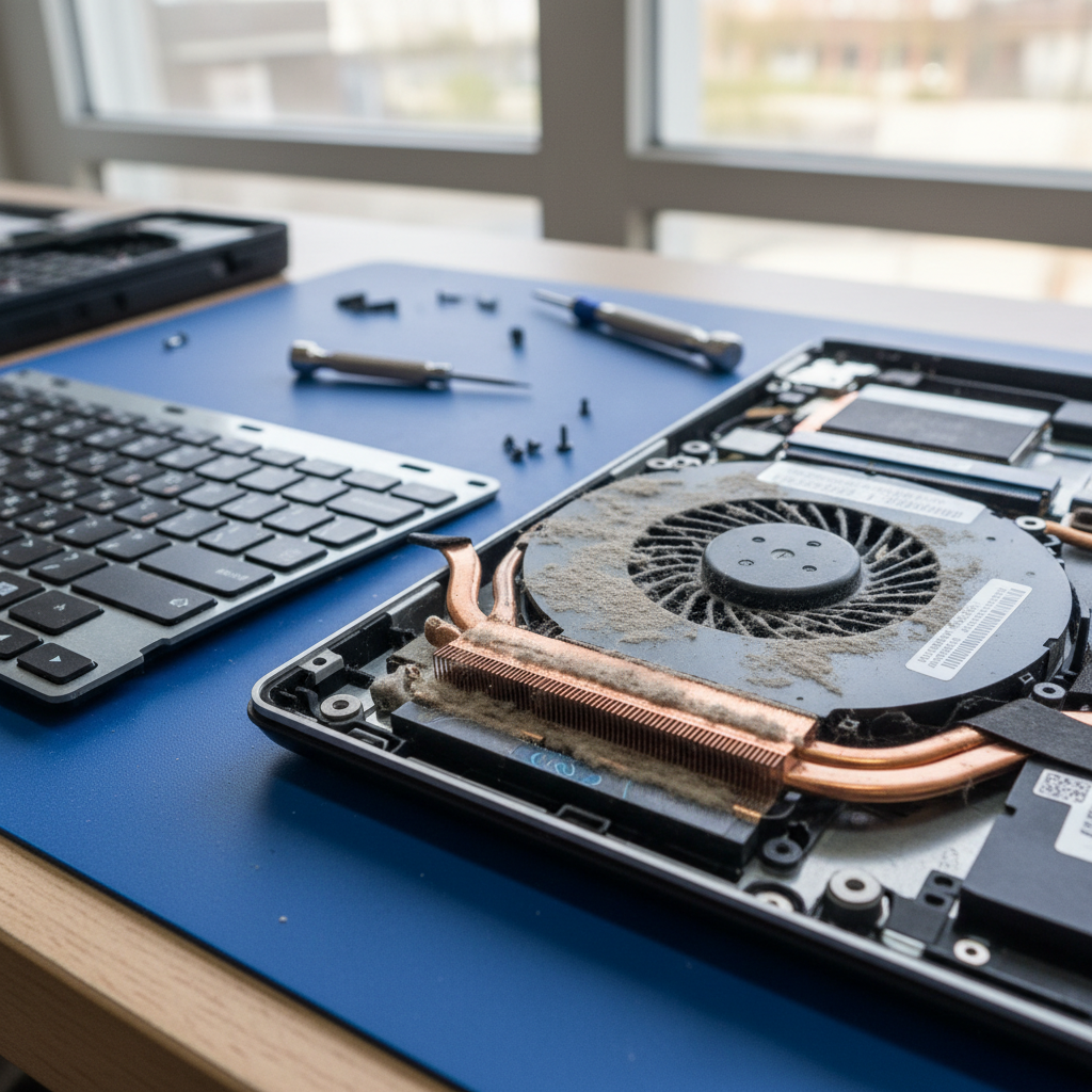 Dust-clogged laptop fan cleaning service in Salisbury — Adelaide 5108