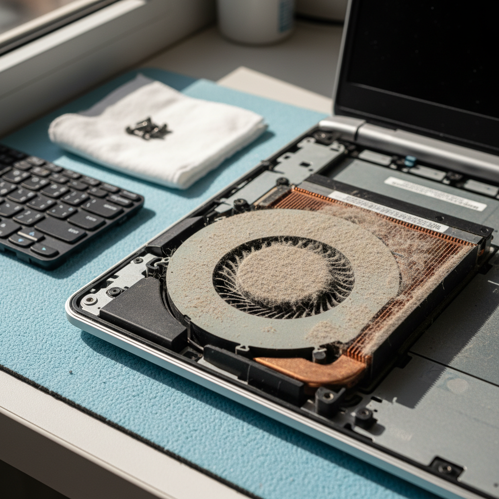 Dust-clogged laptop fan cleaning service in Salisbury East Northbri Ave — Adelaide 5109