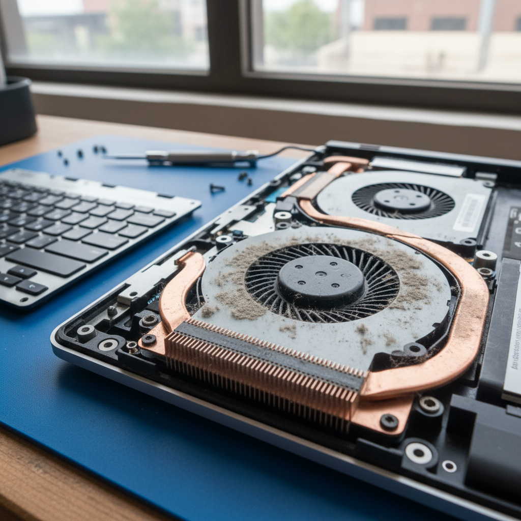 Dust-clogged laptop fan cleaning service in Salisbury Heights — Adelaide 5109