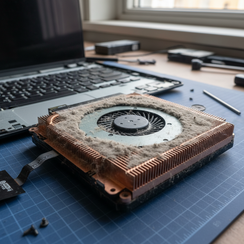 Dust-clogged laptop fan cleaning service in Salt Ash — Newcastle NSW 2318