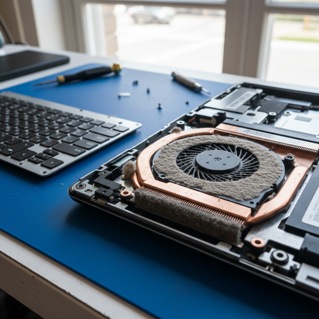 Dust-clogged laptop fan cleaning service in Sandgate — Newcastle NSW 2304
