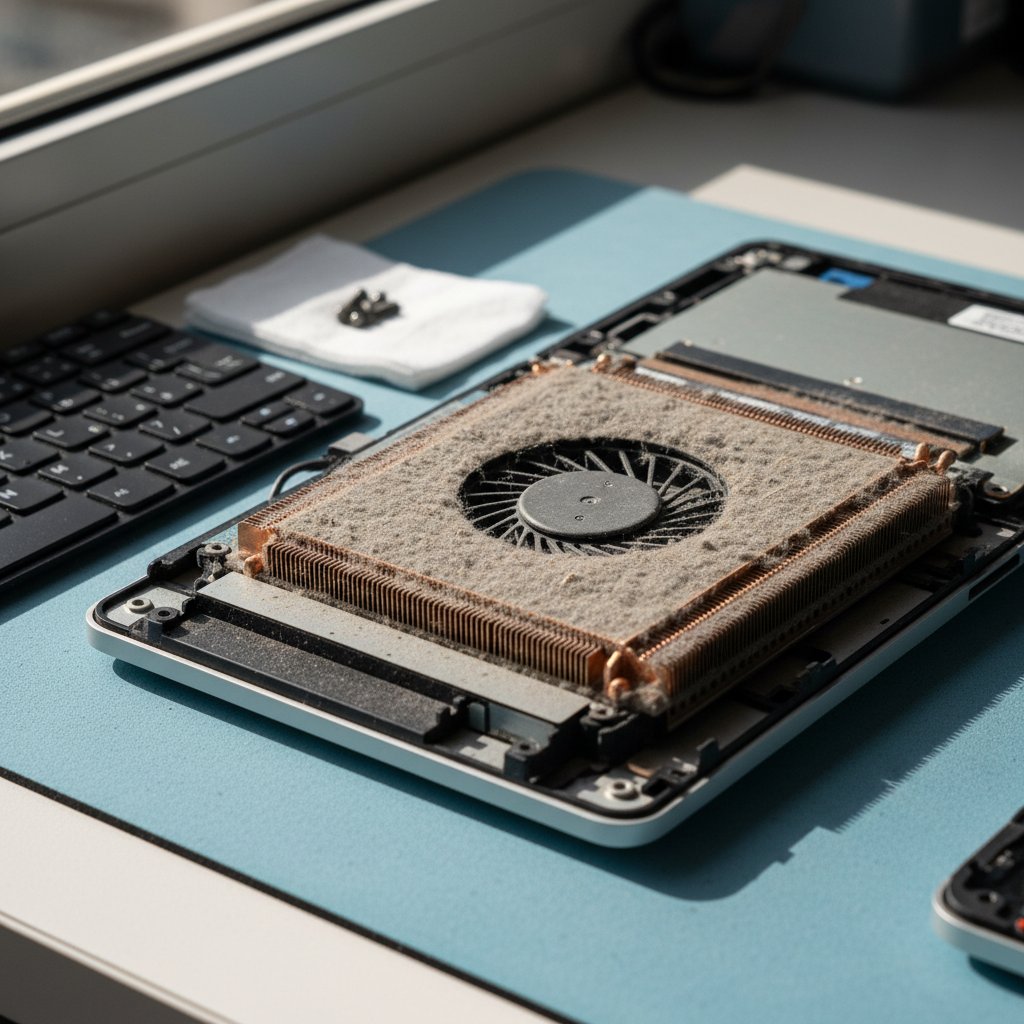 Dust-clogged laptop fan cleaning service in Seacliff — Adelaide SA 5049