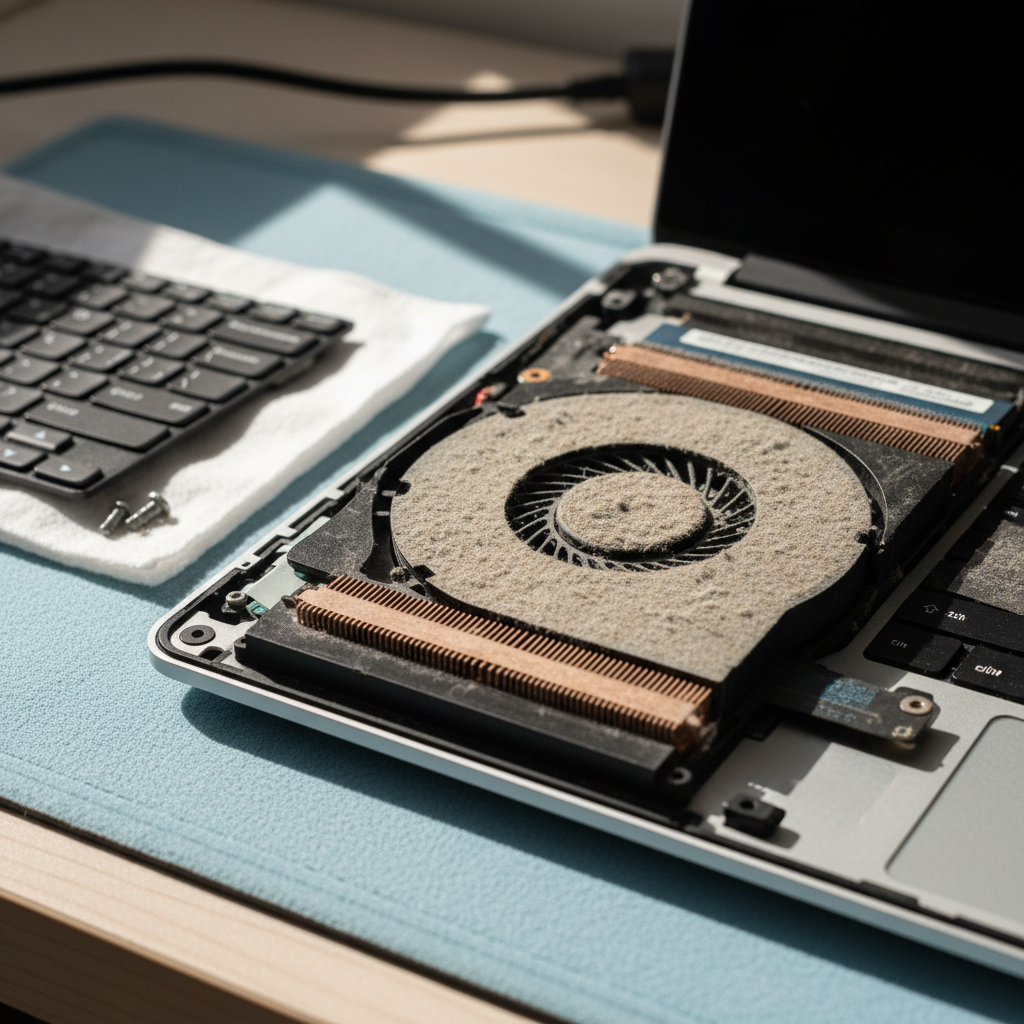 Dust-clogged laptop fan cleaning service in Seacliff Park — Adelaide SA 5049