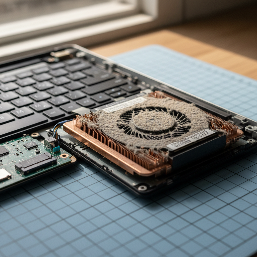Dust-clogged laptop fan cleaning service in Seacombe Gardens — Adelaide SA 5047