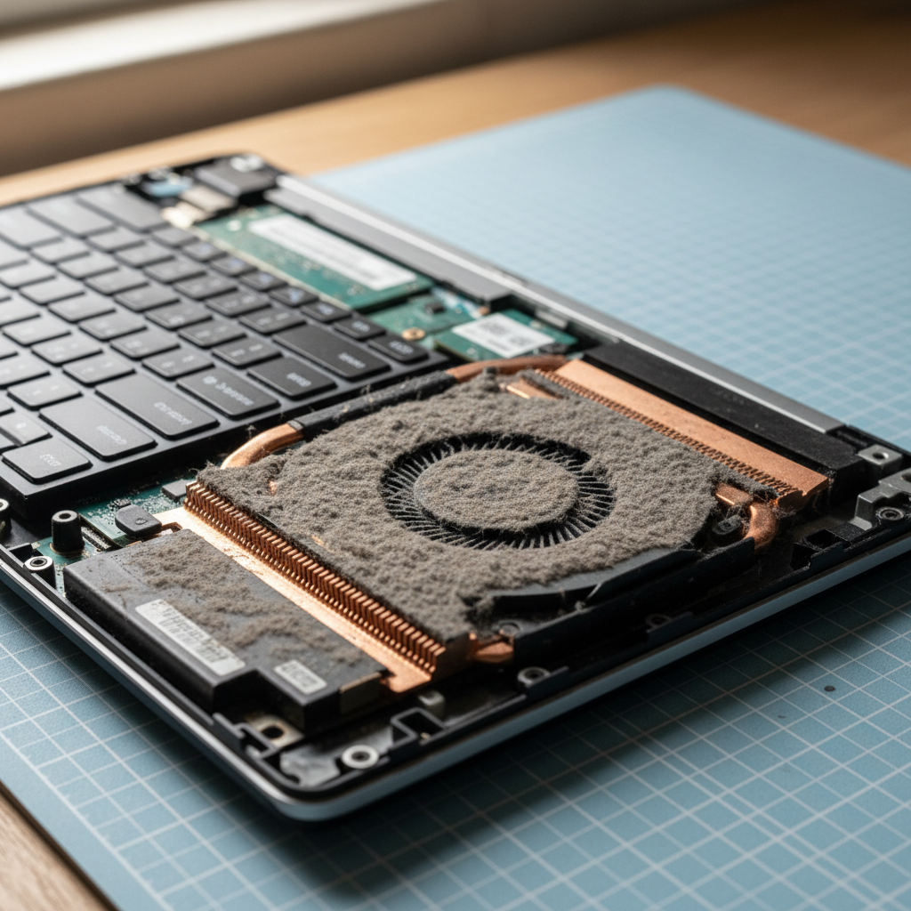 Dust-clogged laptop fan cleaning service in Seaford — Melbourne SA 5169