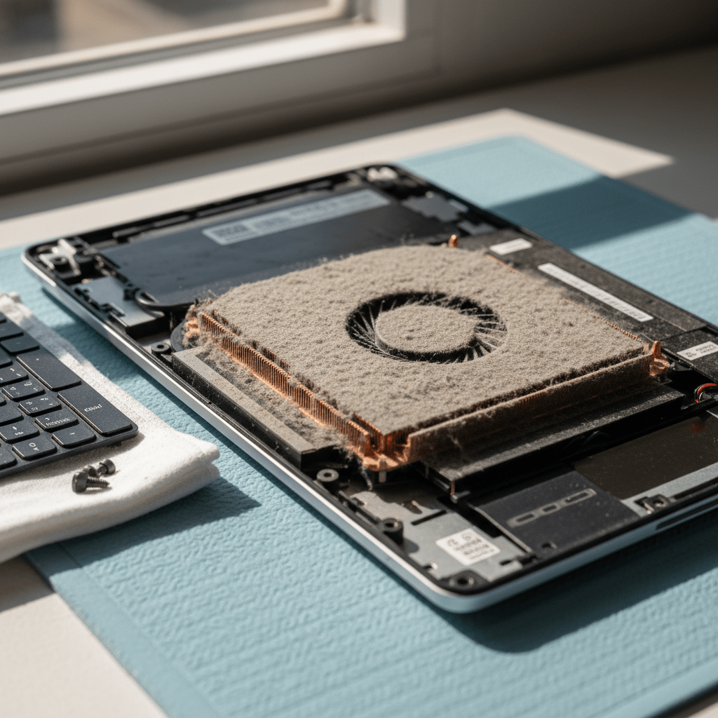 Dust-clogged laptop fan cleaning service in Silver Sands — Adelaide 5173