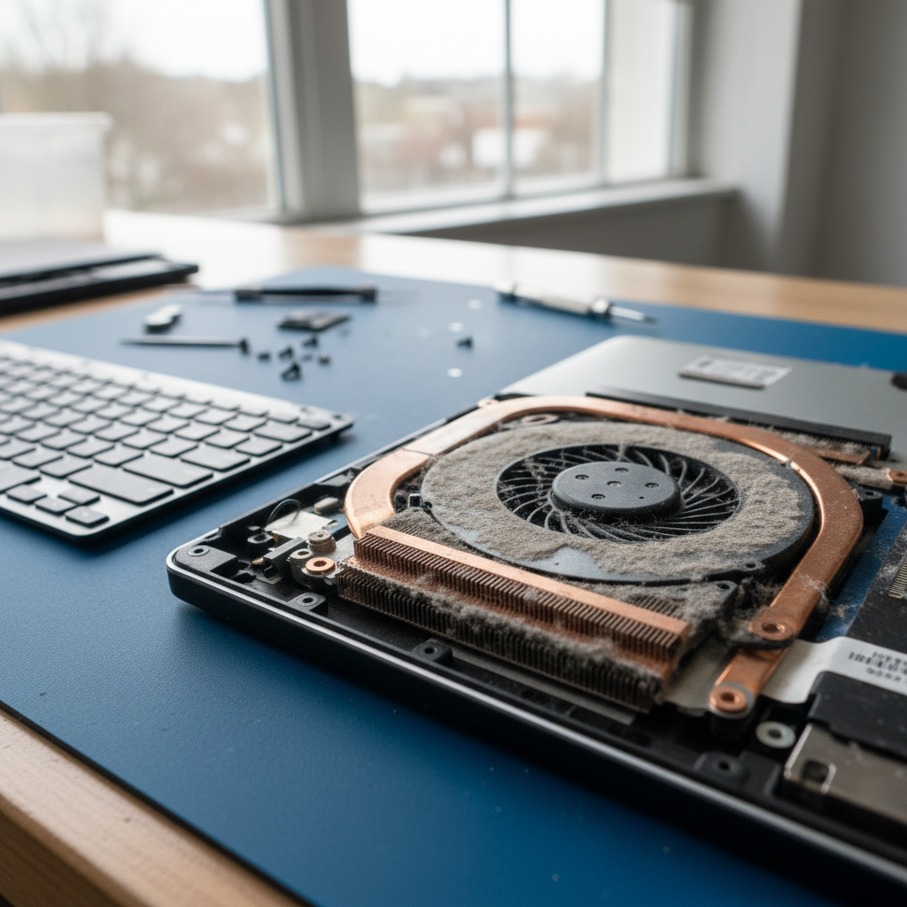 Dust-clogged laptop fan cleaning service in Silverwater — Newcastle NSW 2128