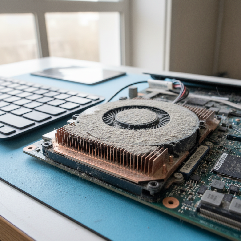 Dust-clogged laptop fan cleaning service in Silverwater — Newcastle NSW 2264