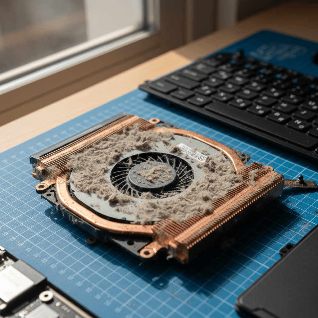 Dust-clogged laptop fan cleaning service in Skye — Melbourne SA 5072