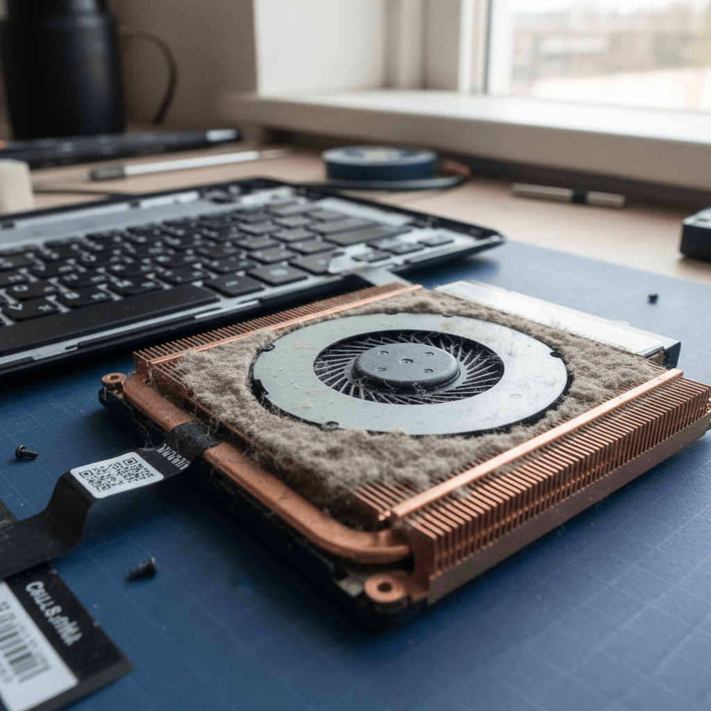 Dust-clogged laptop fan cleaning service in Smithfield — Cairns SA 5114