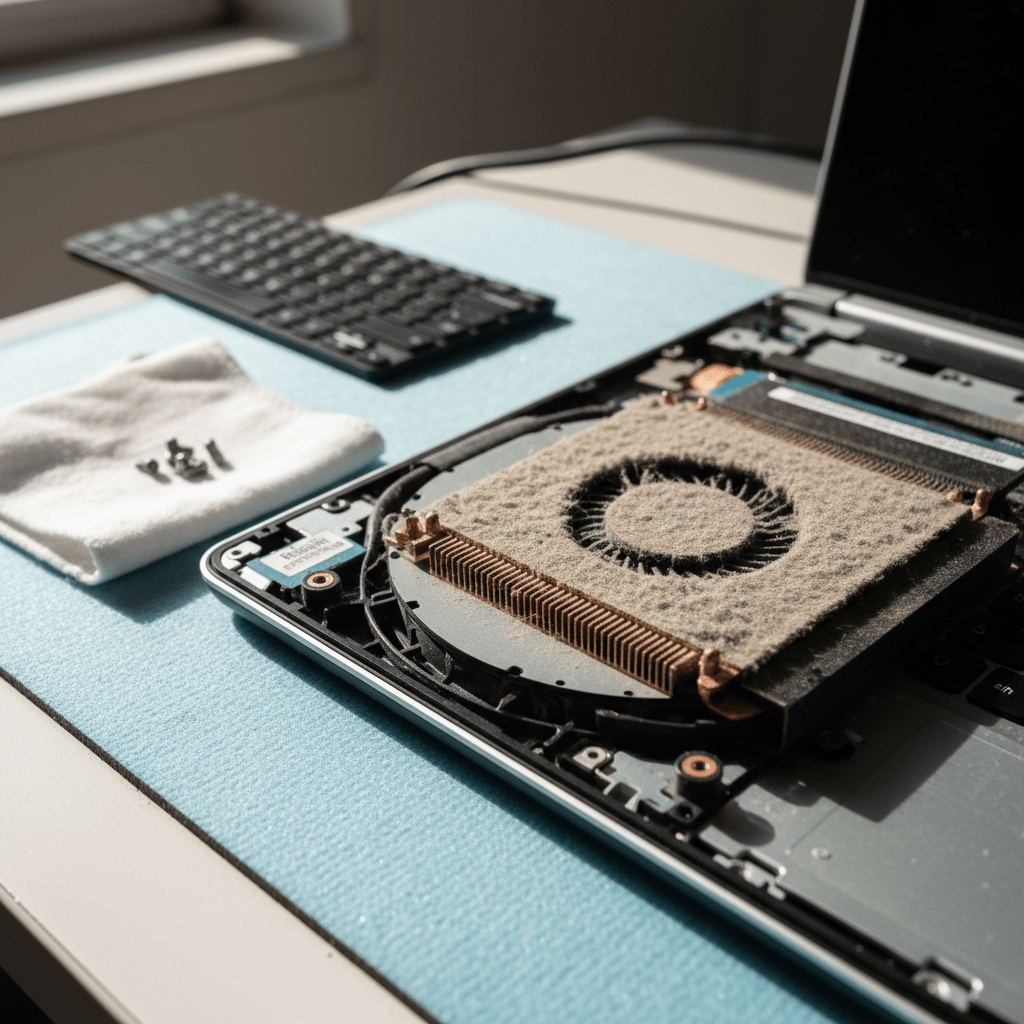 Dust-clogged laptop fan cleaning service in South Brighton — Adelaide SA 5048