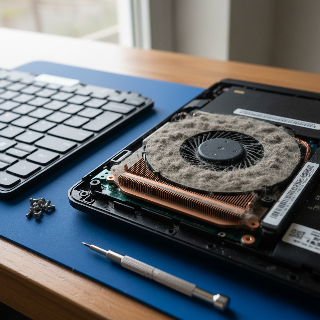 Dust-clogged laptop fan cleaning service in Stockrington — Newcastle NSW 2322
