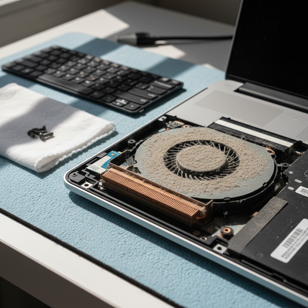 Dust-clogged laptop fan cleaning service in Stockton — Newcastle NSW 2295