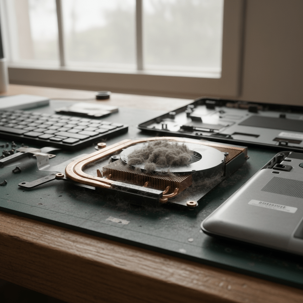 Dust-clogged laptop fan cleaning service in Sturt Street — Adelaide SA 5000