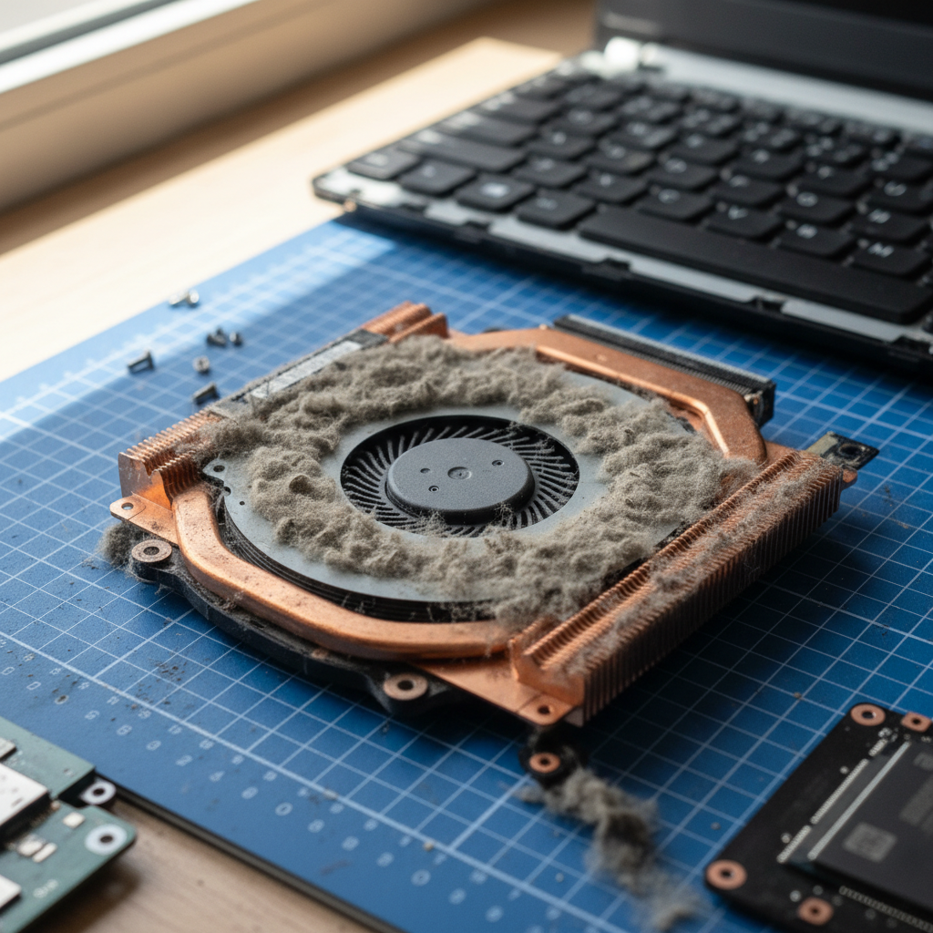 Dust-clogged laptop fan cleaning service in Swan Bay — Newcastle NSW 2324