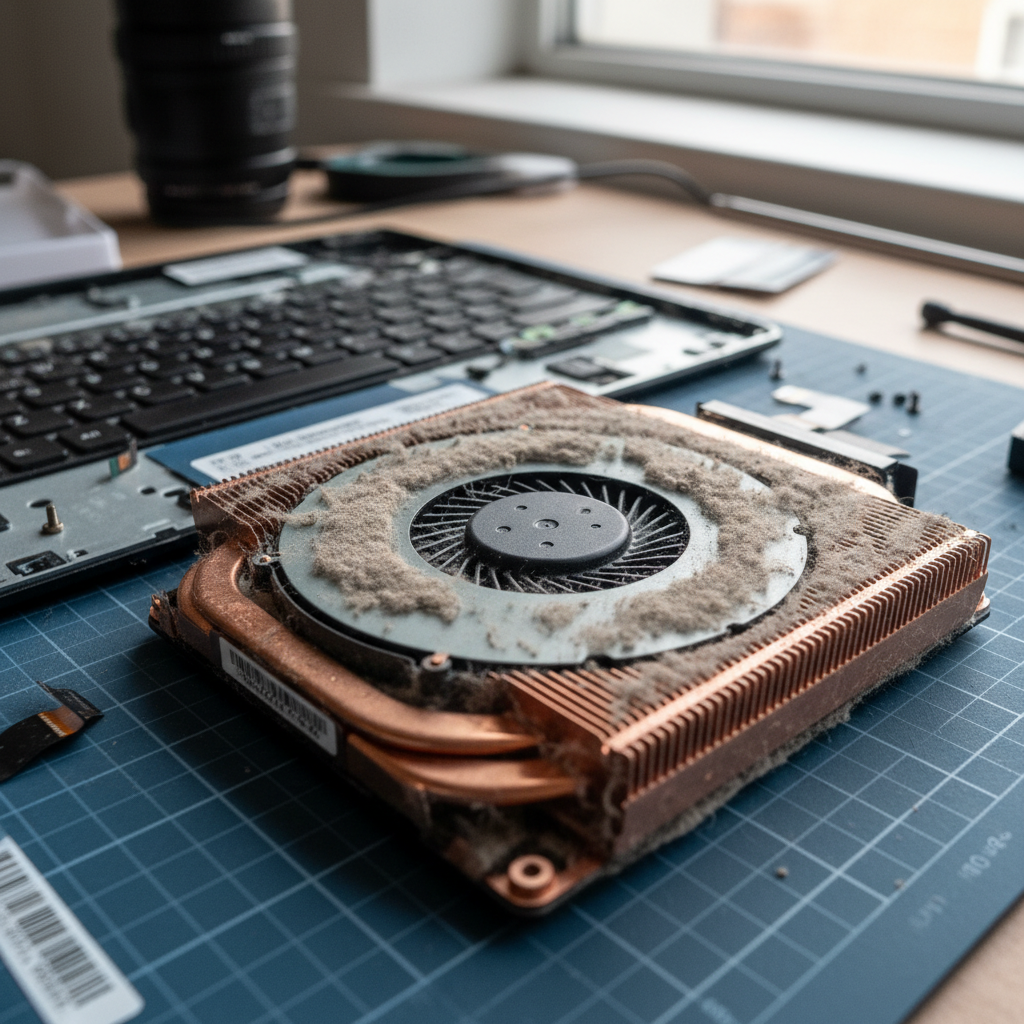 Dust-clogged laptop fan cleaning service in Swan Bay — Newcastle NSW 2471