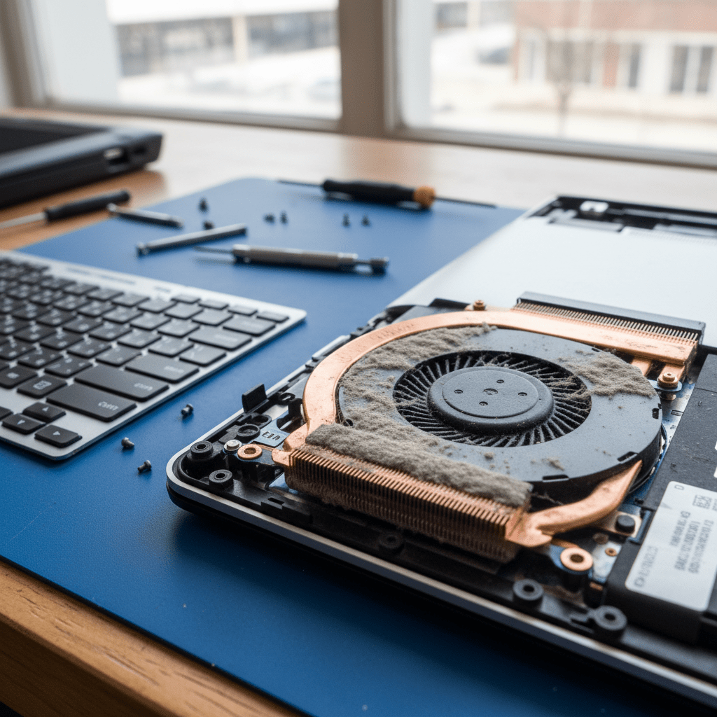 Dust-clogged laptop fan cleaning service in Taperoo — Adelaide SA 5017
