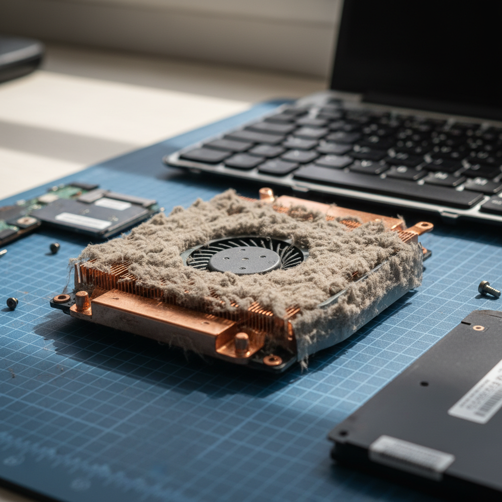 Dust-clogged laptop fan cleaning service in Tea Gardens — Newcastle NSW 2324
