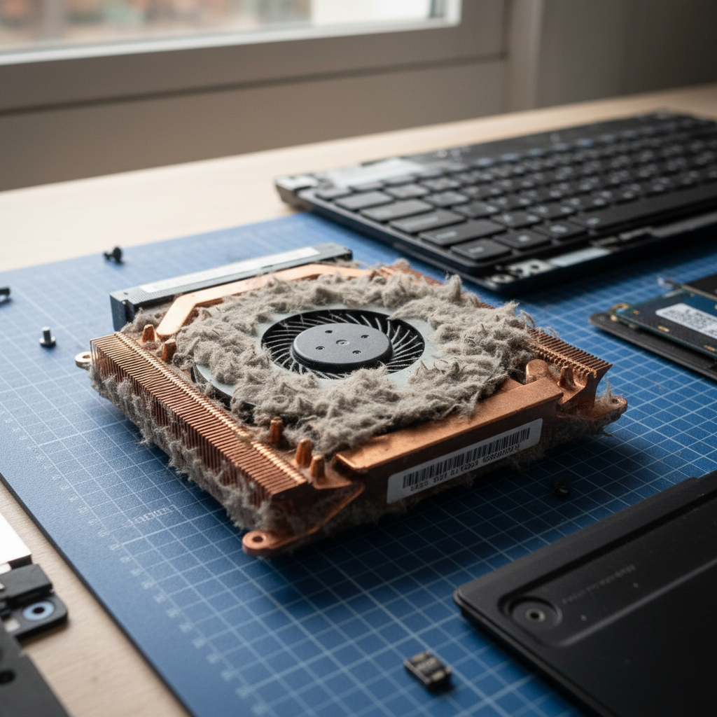 Dust-clogged laptop fan cleaning service in Telarah — Newcastle NSW 2320