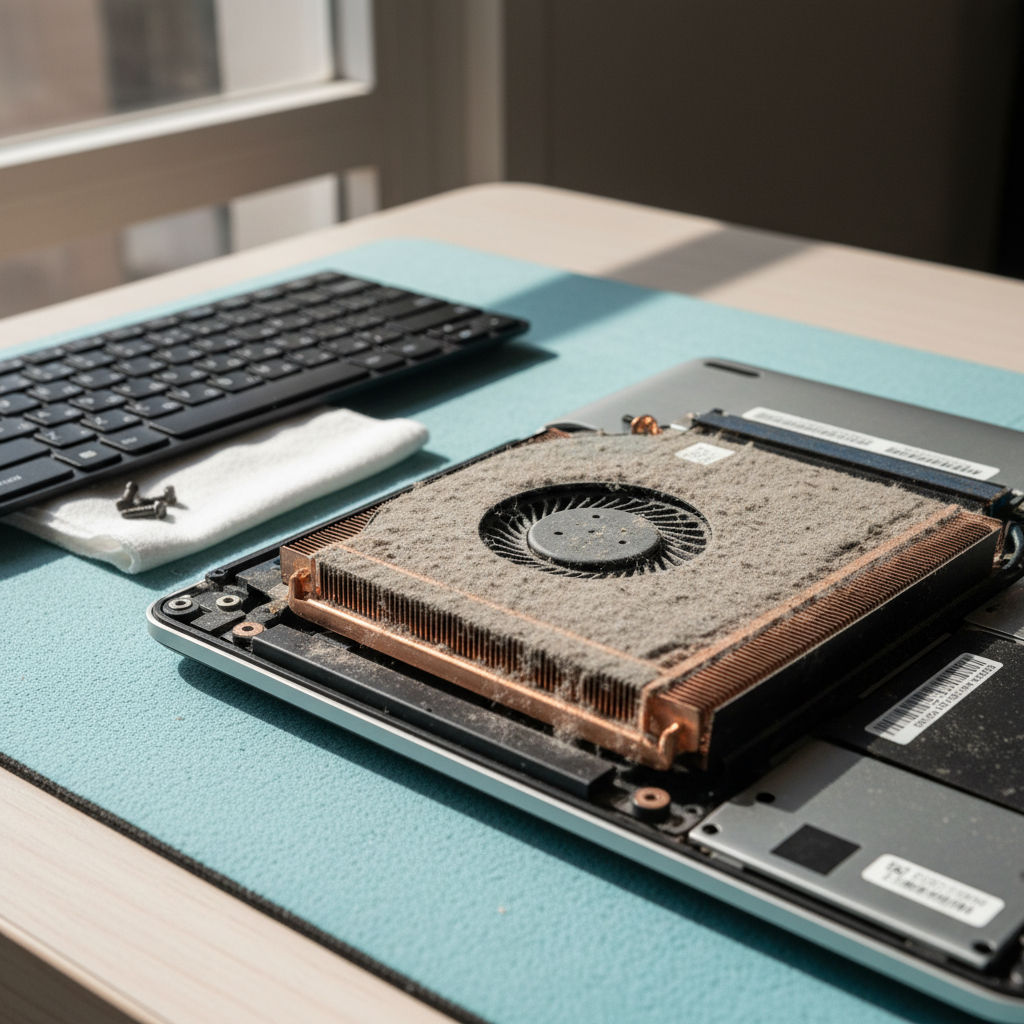 Dust-clogged laptop fan cleaning service in Teralba — Newcastle NSW 2284