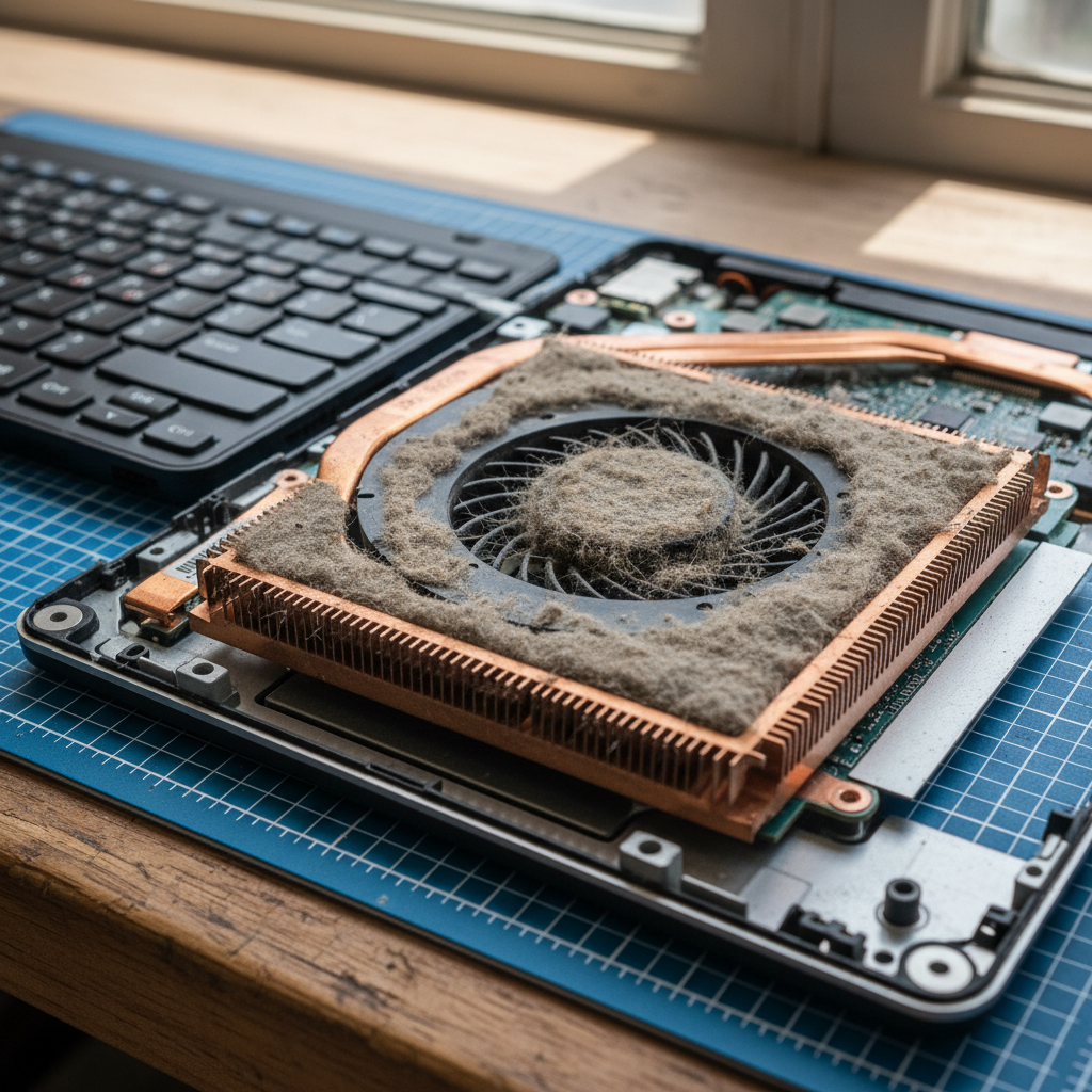 Dust-clogged laptop fan cleaning service in The Gardens — Darwin NT 0820