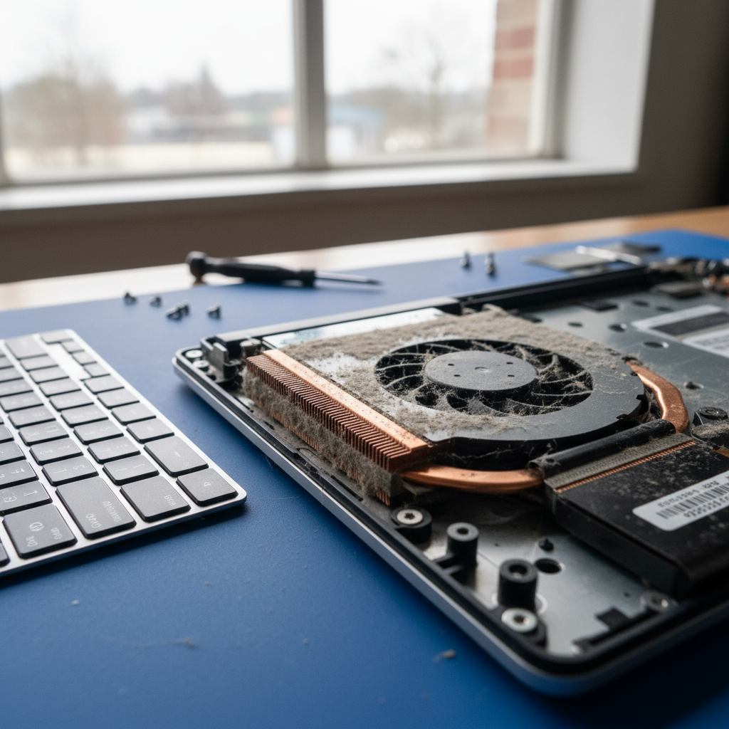 Dust-clogged laptop fan cleaning service in Tingira Heights — Newcastle NSW 2290