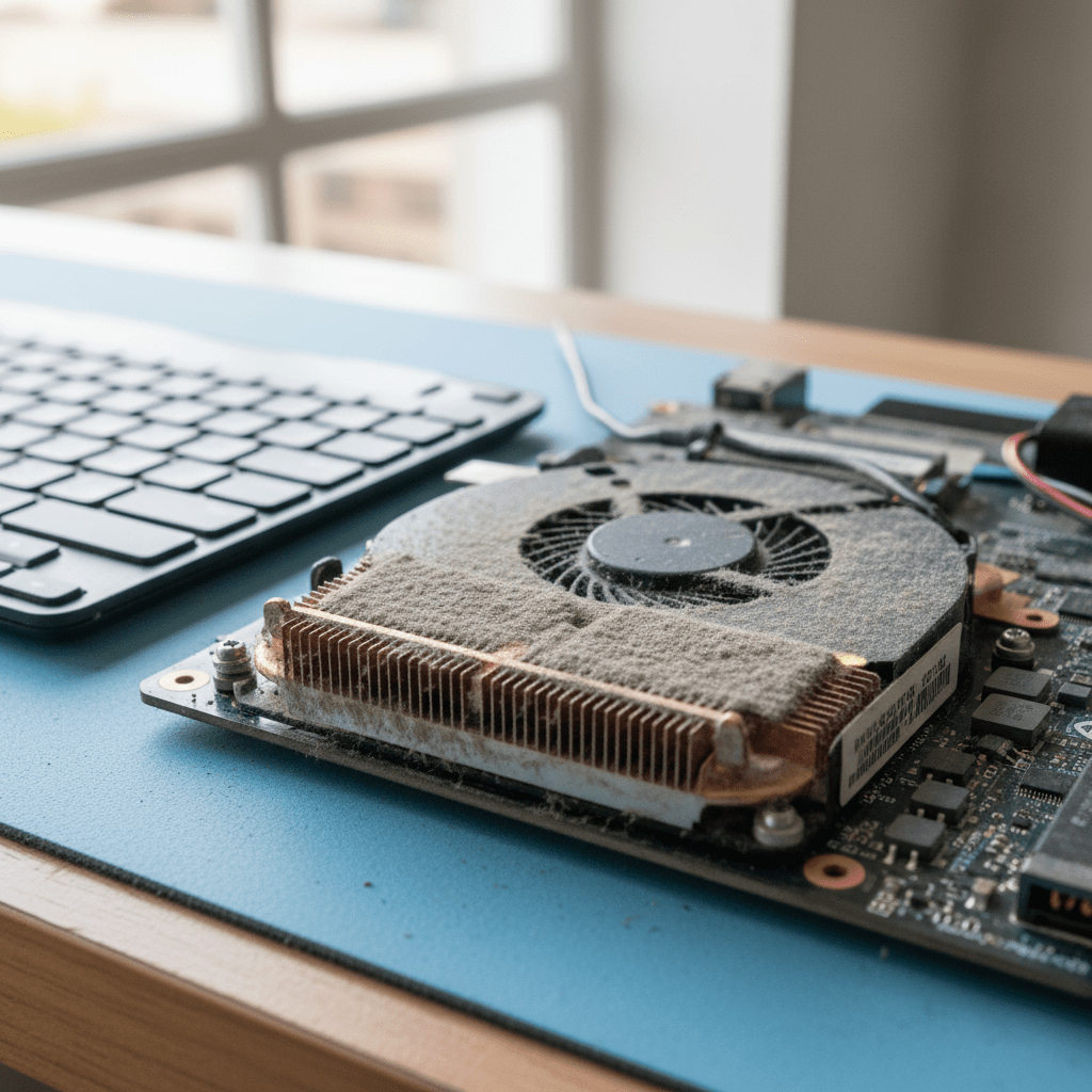 Dust-clogged laptop fan cleaning service in Torrensville Plaza — Adelaide SA 5031