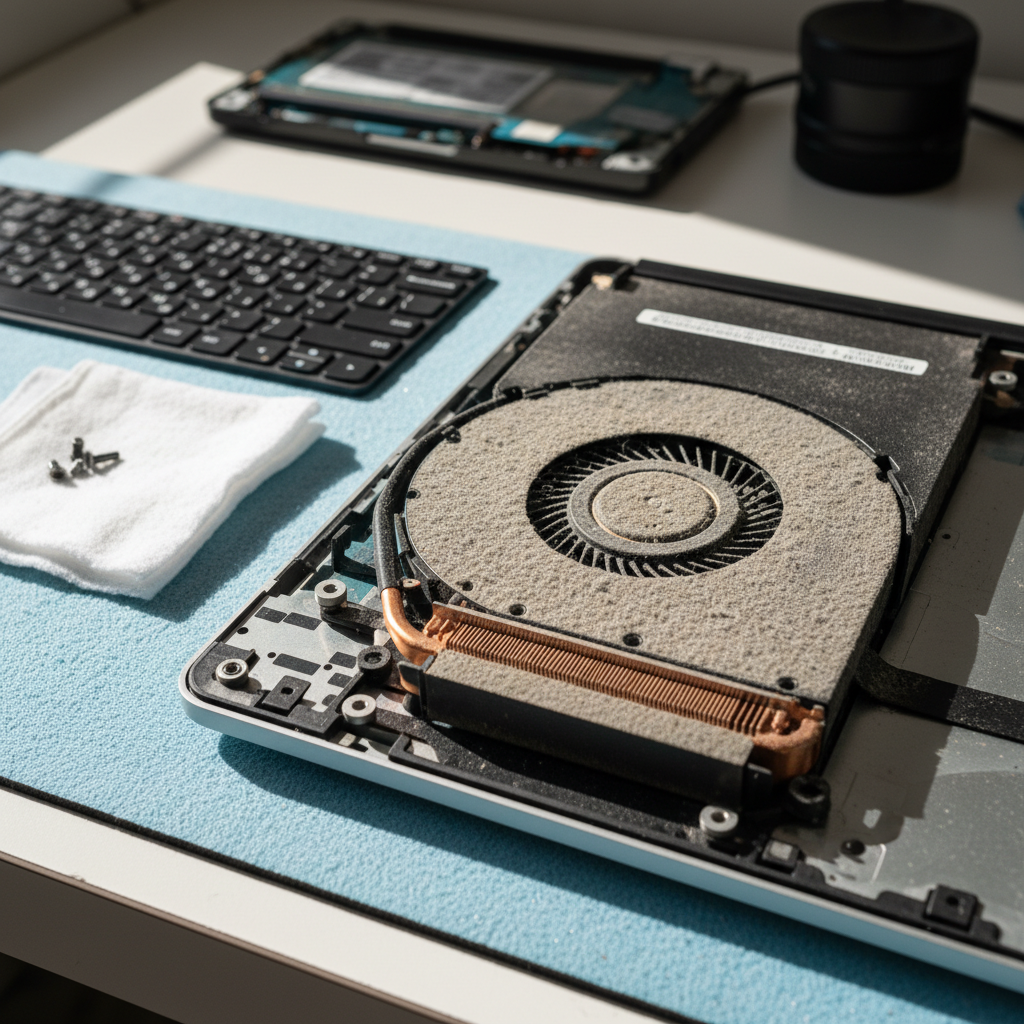 Dust-clogged laptop fan cleaning service in Twelve Mile Creek — Newcastle NSW 2324